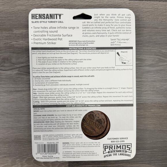 Turkey Hunting Call Primos Turkey Call Hensanity Turkey Call No 299, Made in USA - Picture 2 of 2